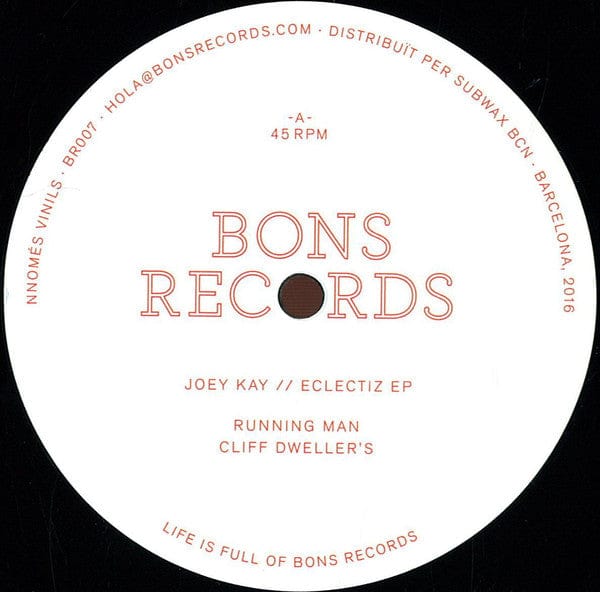 Joey Kay – Eclectiz (12", Bons Records, 2016) Front Cover