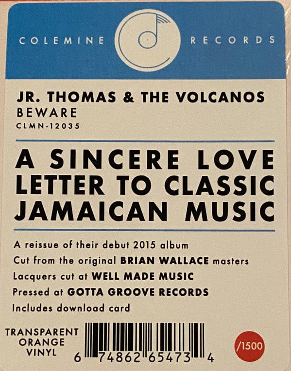 Jr. Thomas & The Volcanos – Beware (LP, Orange Transparent, Colemine Records, 2021) Image 4