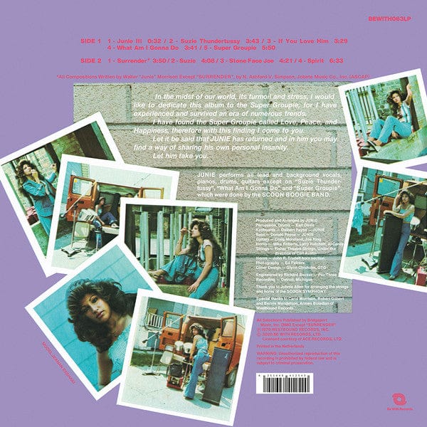 Junie – Suzie Super Groupie (LP, 140 gram, Be With Records, 2020) Back Cover