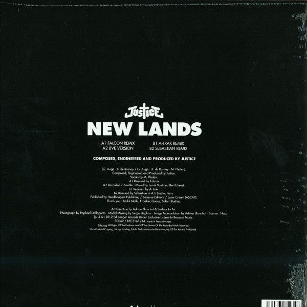 Justice – New Lands (12", Ed Banger Records, 2012) Back Cover