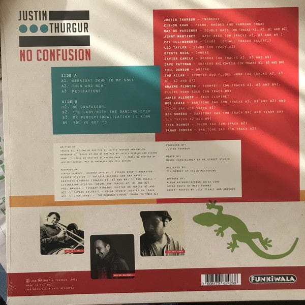 Justin Thurgur – No Confusion (LP, Funkiwala Records, 2016) Back Cover