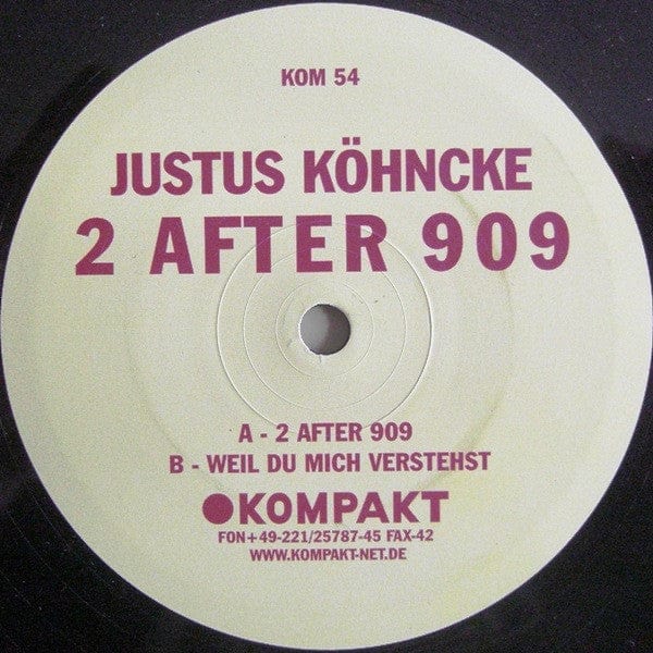 Justus Köhncke – 2 After 909 / Weil Du Mich Verstehst (12", Kompakt, 2002) Image 4
