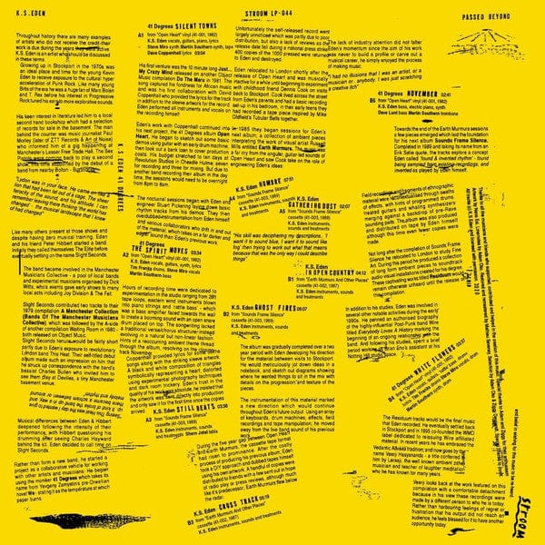 K.S. Eden – Passed Beyond (LP, Stroom, 2021) Back Cover