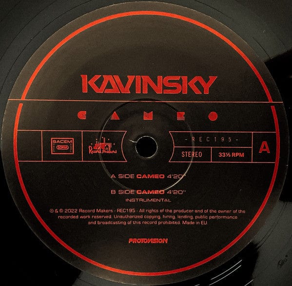 Kavinsky – Cameo (12", Record Makers, 2022) Image 4
