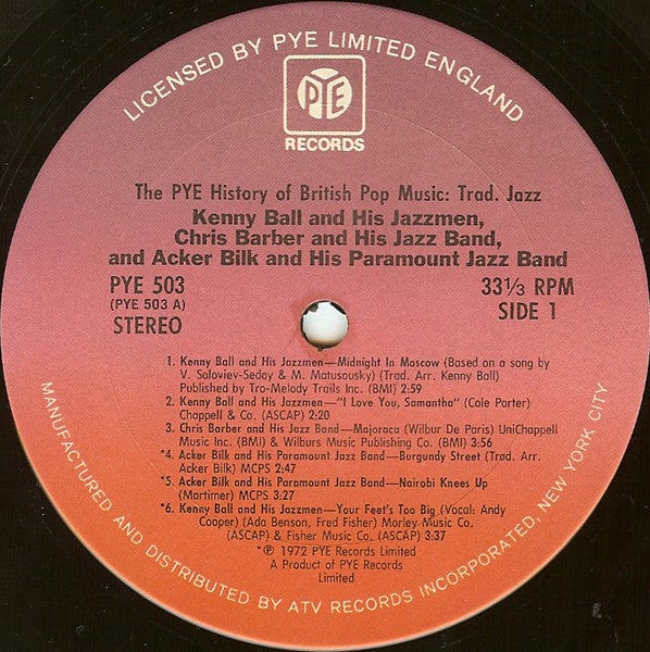 Kenny Ball And His Jazzmen Chris Barber And His Jazz Band Acker Bilk And His Paramount Jazz Band – Trad Jazz (LP, Pye Records, 1975) Image 5