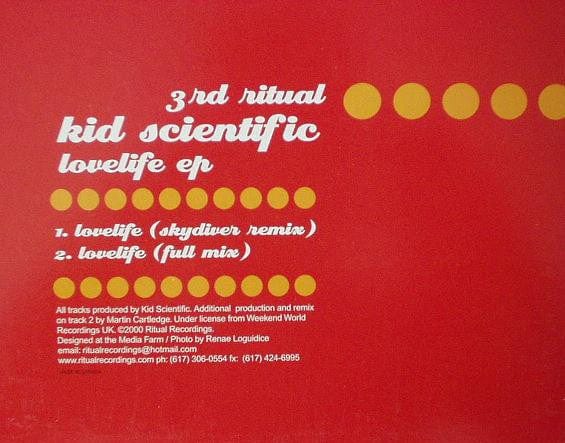 Kid Scientific – Lovelife EP (12", Ritual Recordings, 2000) Image 3