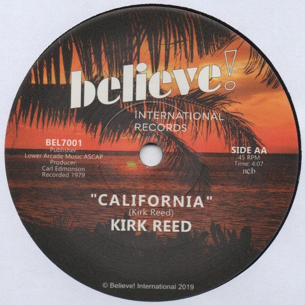Kirk Reed – California (7", Believe! International, 2020) Back Cover