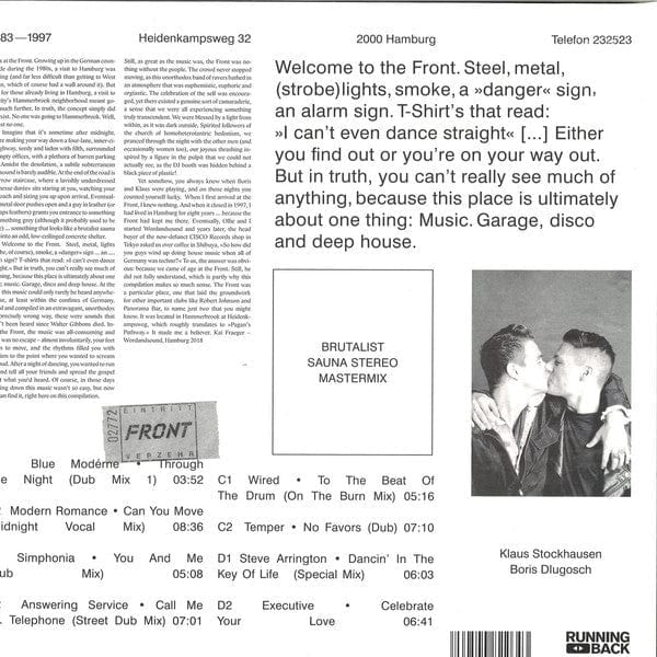 Klaus Stockhausen & Boris Dlugosch - Running Back Mastermix Presents - Front / Part 1 (Proto House & Disco) (2x12", Comp) Running Back
