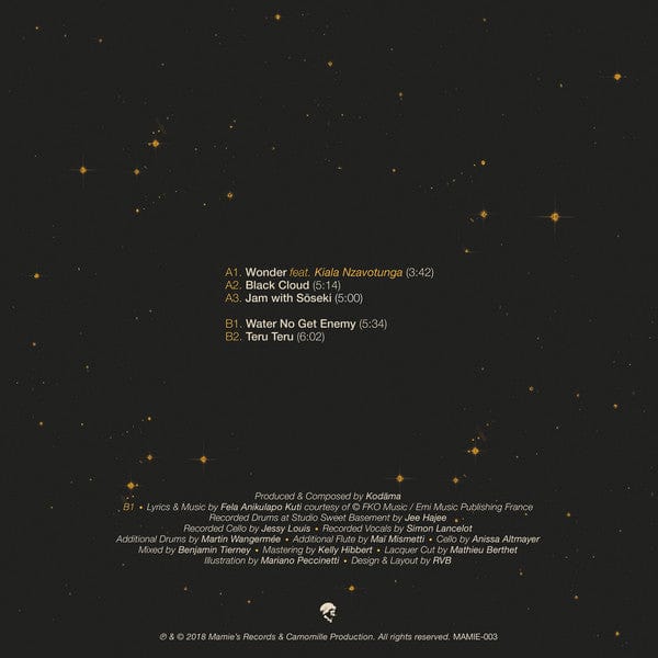 Kodäma – Black Cloud (12", Mamie's Records, 2018) Back Cover