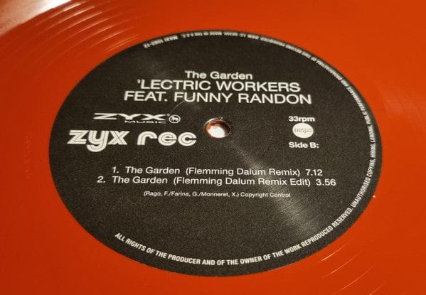 'Lectric Workers Funny Randon – The Garden (12", Red Vinyl, ZYX Music, 2022) Back Cover