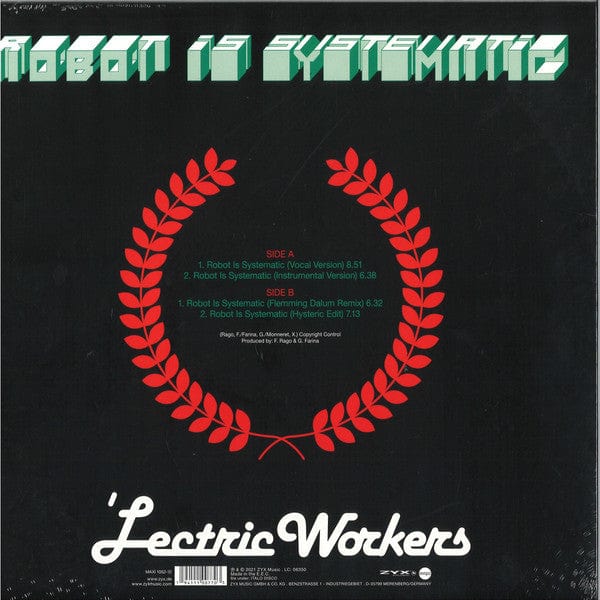 'Lectric Workers – Robot Is Systematic (12", ZYX Music, 2021) Back Cover