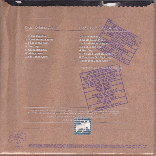 Led Zeppelin - In Through The Out Door (CD) Swan Song CD 081227955793