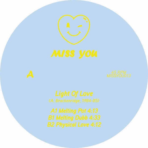 Light Of Love – Melting Pot / Physical Love (12", Picture sleeve, Miss you, 2020) Back Cover