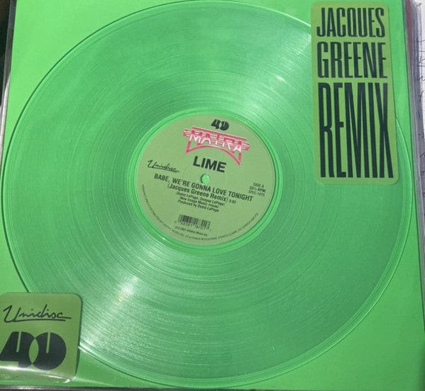 Lime – Babe, We're Gonna Love Tonight (Jacques Greene Remix) (12", Clear, Unidisc, 2021) Front Cover