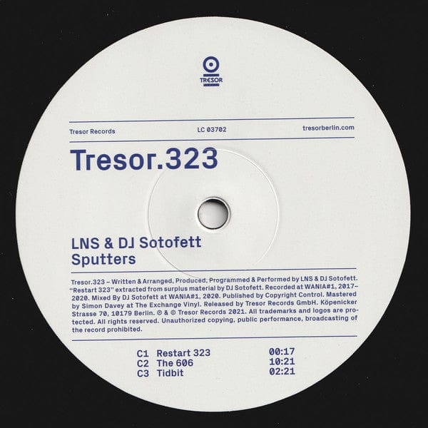 LNS DJ Sotofett – Sputters (2x12", Tresor, 2021) Image 5