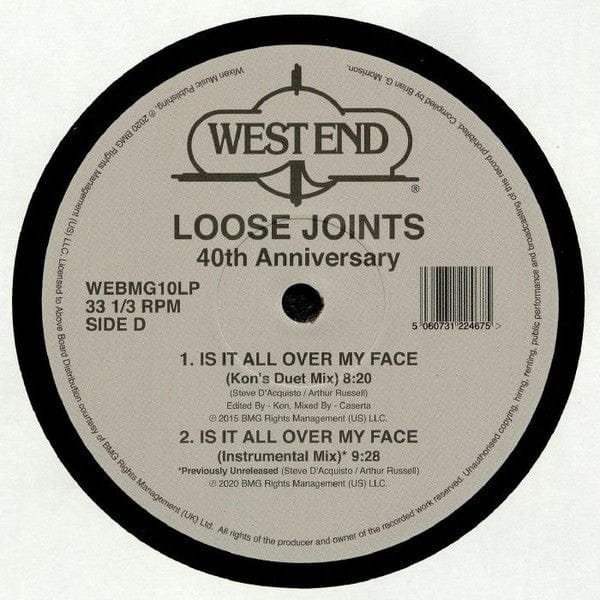 Loose Joints - Is It All Over My Face (40th Anniversary) (2x12") West End Records Vinyl 5060731224675