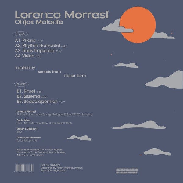 Lorenzo Morresi – Objet Melodie (LP, Fly By Night Music, 2020) Back Cover