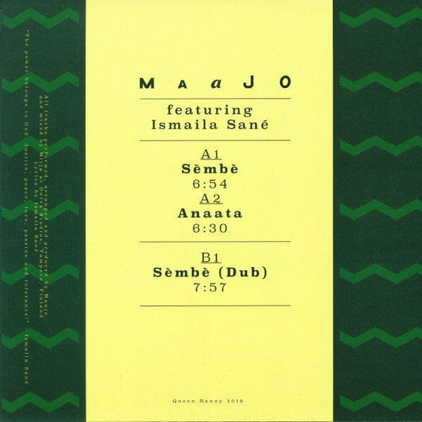 Maajo Ismaila Sané – Sèmbè (12", Queen Nanny Records, 2019) Back Cover
