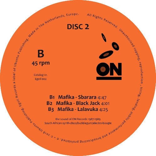 Mafika - The Sound Of On Records 1987-1989 (12") Egoli Records Vinyl