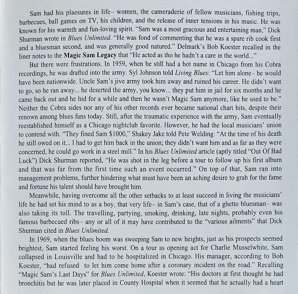 Magic Sam Blues Band - Black Magic (CD) Delmark Records CD 038153062026