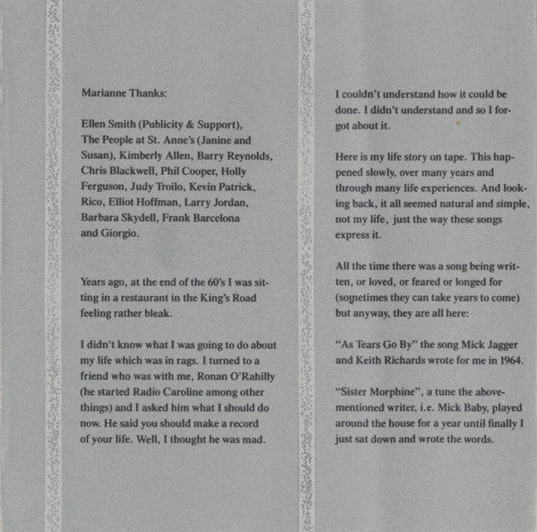 Marianne Faithfull – Blazing Away (CD, Island Records, 1990) Image 5