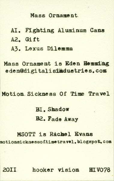 Mass Ornament Motion Sickness Of Time Travel – Mass Ornament / Motion Sickness Of Time Travel (Cassette, Hooker Vision, 2011) Image 4