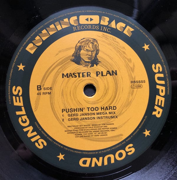 Master Plan – Electric Baile / Pushin' Too Hard (Gerd Janson & Enzo Elia Edits) (12", Running Back, 2020) Image 4