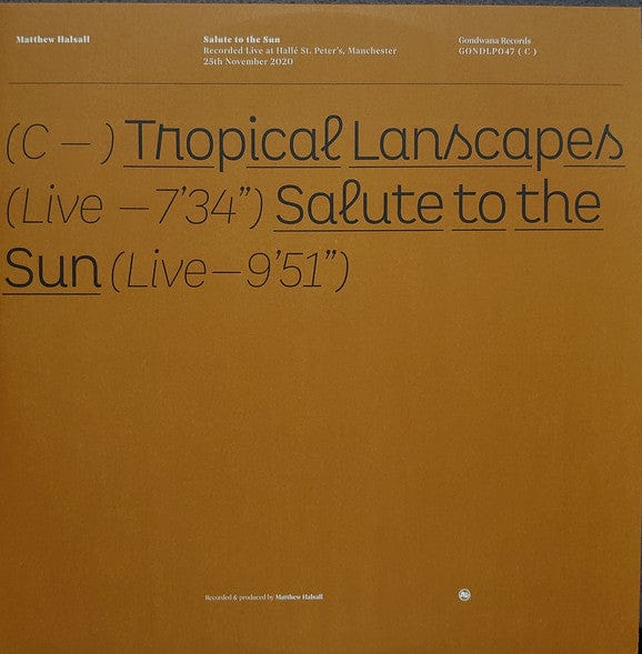Matthew Halsall – Salute To The Sun (Live At Hallé St. Peter's) (LP+LP, Gondwana Records, 2021) Image 4