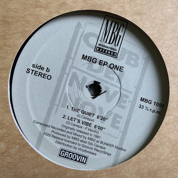 MBG – EP One (12", MBG International Records, 2020) Back Cover