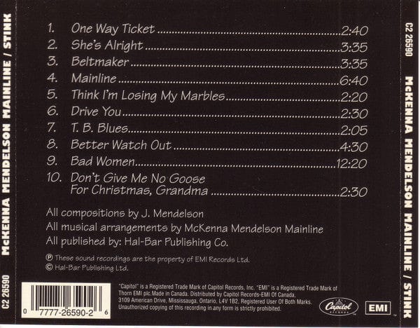 McKenna Mendelson Mainline - Stink (CD) Capitol Records-EMI Of Canada Limited CD 077772659026