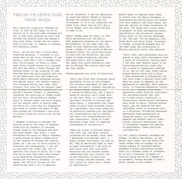 Midori Takada - Through The Looking Glass (CD) We Release Whatever The Fuck We Want Records,Palto Flats CD AH7076701