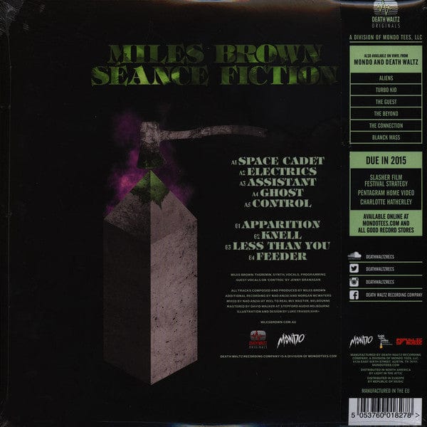 Miles Brown – Séance Fiction (LP, Death Waltz Originals, 2015) Back Cover