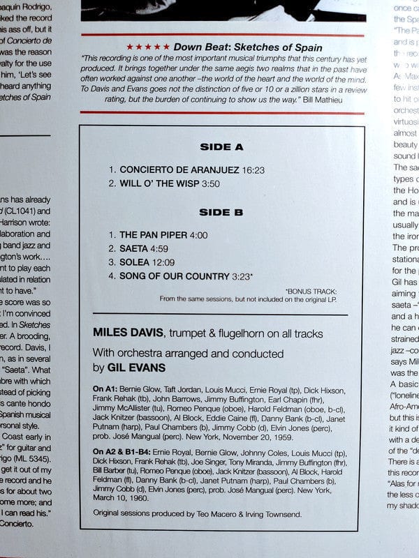 Miles Davis - Sketches Of Spain (LP, Album, Ltd, RE, DMM) MatchBall records