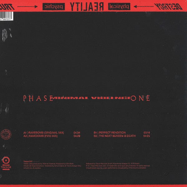 Minimal Violence – Phase One (12", 180 gram, Tresor, 2020) Back Cover