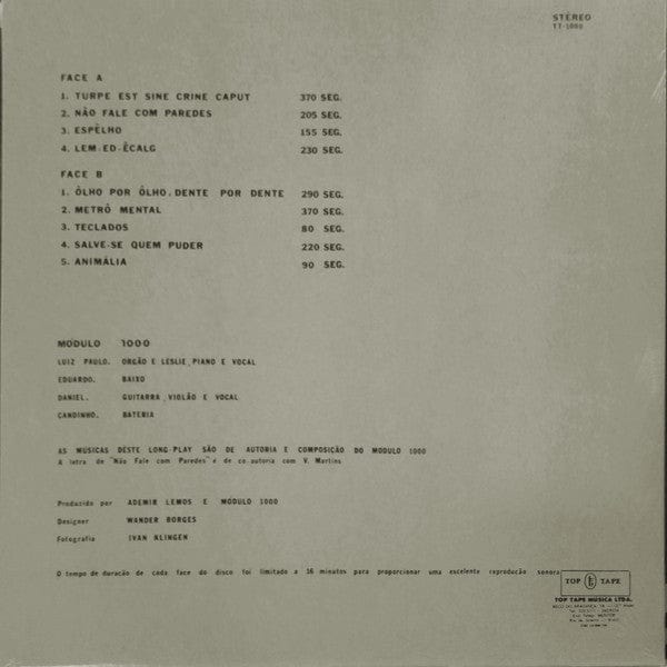 Módulo 1000 – Não Fale Com Paredes (LP, Mr Bongo, 2022) Back Cover