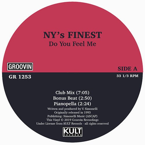 N.Y.'s Finest – Do You Feel Me (12", Groovin Recordings, 2019) Front Cover