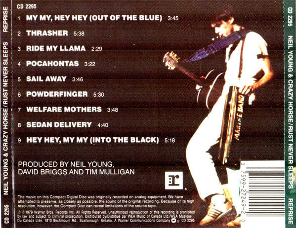 Neil Young Crazy Horse – Rust Never Sleeps (CD, Reprise Records) Image 3