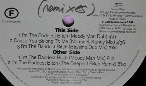 Norma Jean Bell - I'm The Baddest Bitch (Remixes) (12") F Communications