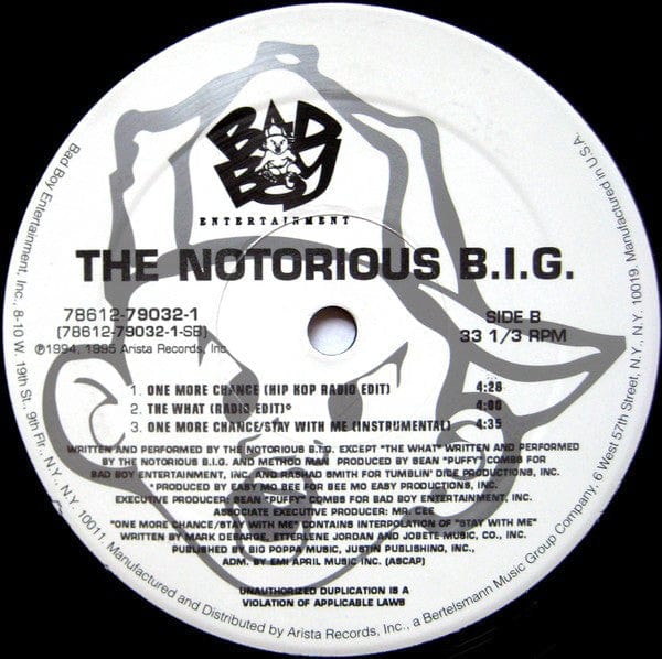 Notorious B.I.G. - One More Chance (12") Bad Boy Entertainment