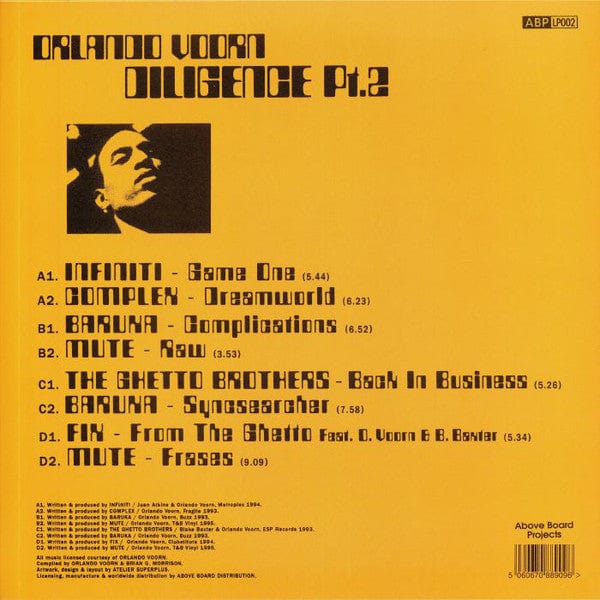 Orlando Voorn – Diligence Pt. 2 (2x12", Above Board Projects, 2019) Back Cover