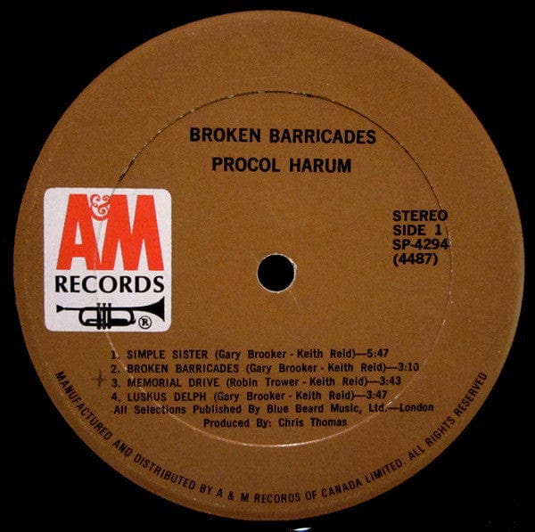Procol Harum - Broken Barricades (LP) A&M Records,A&M Records Vinyl