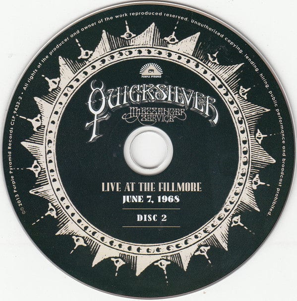 Quicksilver Messenger Service - Live At The Fillmore June 7,1968 (2xCD) Purple Pyramid CD 741157943221