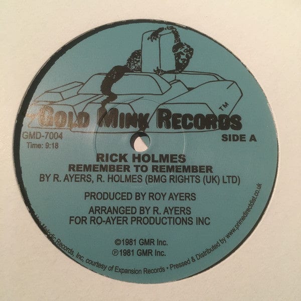 Rick Holmes – Remember To Remember (12", Gold Mink Records, 2020) Front Cover