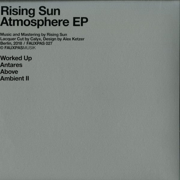 Rising Sun – Atmosphere EP (12", Fauxpas Musik, 2018) Back Cover