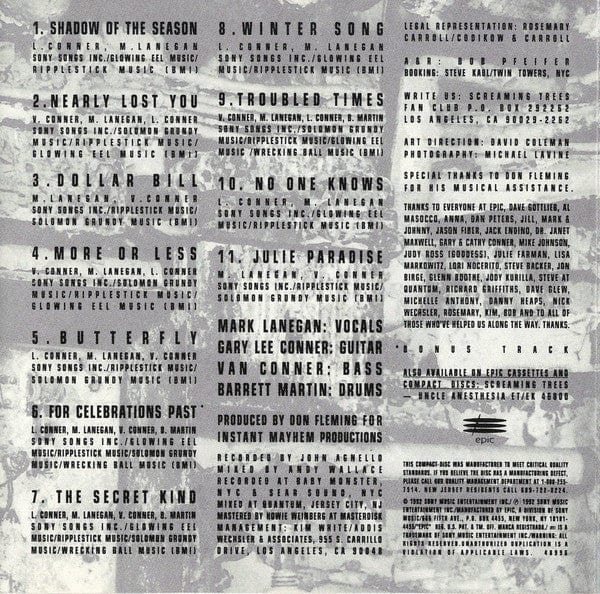 Screaming Trees - Sweet Oblivion (CD) Epic CD 07464489962