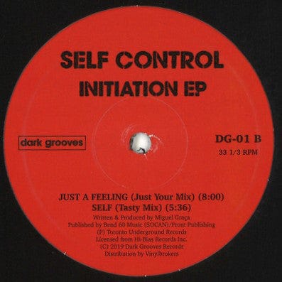 Self Control – Initiation EP (12", Dark Grooves Records, 2019) Back Cover