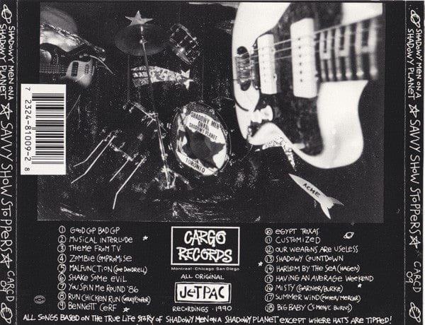 Shadowy Men On A Shadowy Planet – Savvy Show Stoppers (CD, Cargo Records) Back Cover