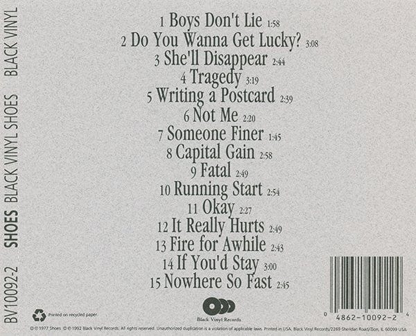 Shoes – Black Vinyl Shoes (CD, Black Vinyl Records, 1992) Image 4