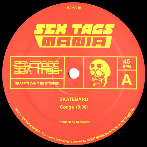 Skatebård Crystal Bois – Conga / Live At Skurkeklubben (12", Sex Tags Mania, 2019) Front Cover