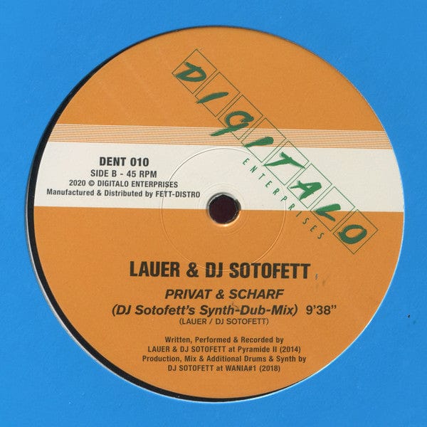 Skatebård DJ Sotofett Lauer – Decoded Satellite / Privat & Scharf (12", Digitalo Enterprises, 2020) Back Cover